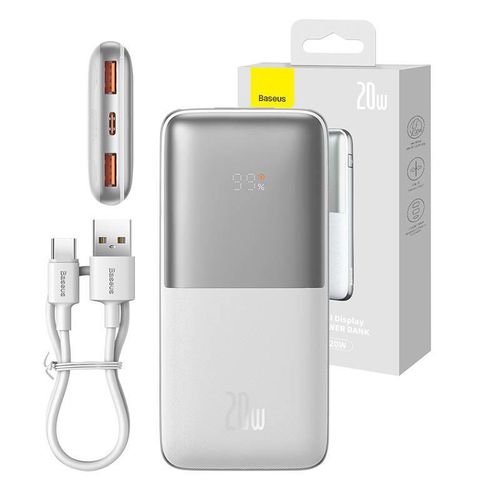 Powerbank Baseus Bipow Pro 10000mAh, 2xUSB, USB-C, 20W (white), Baseus PPBD040102