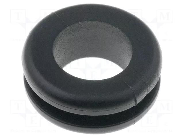 Grommet; Ømount.hole: 12mm; Øhole: 10mm; PVC; black; -30÷60°C HELLERMANNTYTON HV1203
