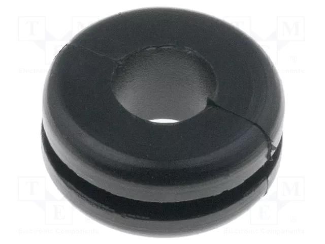 Grommet; Ømount.hole: 10mm; Øhole: 6mm; PVC; black; -30÷60°C HELLERMANNTYTON HV1207