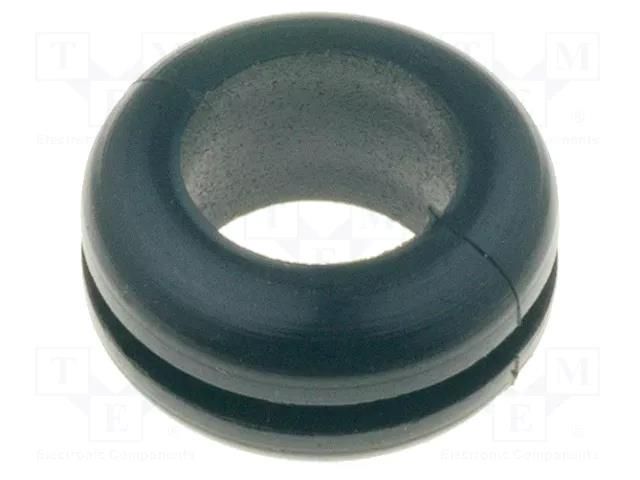 Grommet; Ømount.hole: 8mm; Øhole: 6mm; PVC; black; -30÷60°C; UL94V-2 HELLERMANNTYTON HV1215