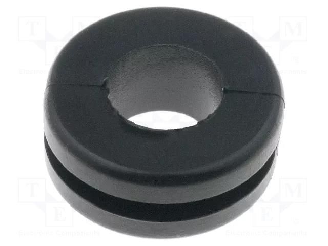 Grommet; Ømount.hole: 11mm; Øhole: 8mm; PVC; black; -30÷60°C HELLERMANNTYTON HV1303