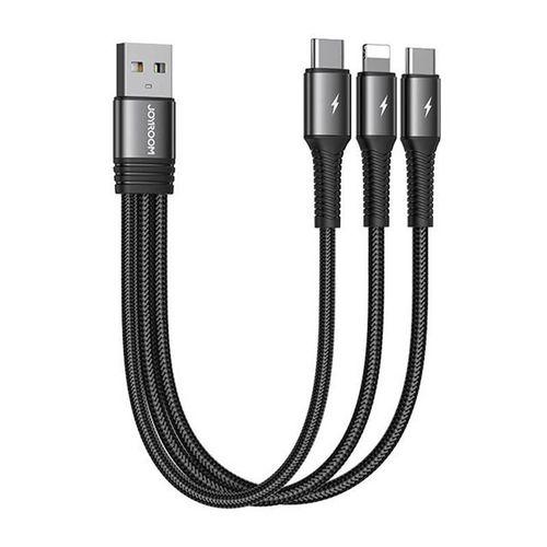 USB cable Joyroom S-01530G11 3in1 2x USB-C / Lightning 3.5A 0.15m (black), Joyroom S-01530G11