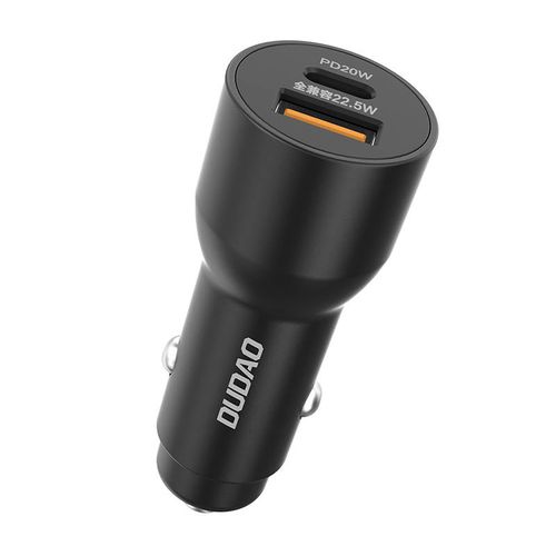 Car charger Dudao TGR1, USB + USB-C, PD 22.5W (black), Dudao TGR1