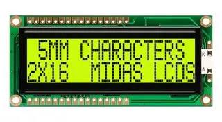 LCD, 2X16, STN, YLW/GREEN B/L, 5MM MC21605G6WD-SPTLY-V2