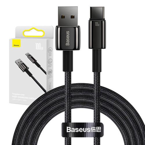 Baseus Tungsten Gold Cable USB to USB-C, 100W, 2m (black), Baseus CAWJ000101