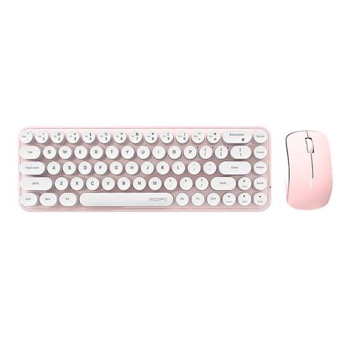 Wireless keyboard + mouse set MOFII Bean 2.4G (White-Pink), MOFII SMK-676367A WP