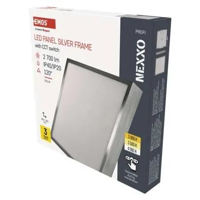 LED surface luminaire NEXXO, square, silver, 28.5W, with change CCT, EMOS ZM6253