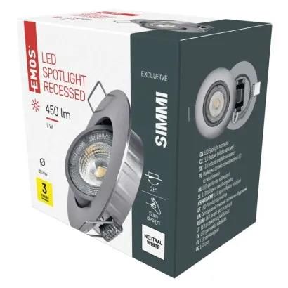 LED Spotlight SIMMI silver, round, 5W neutral white, EMOS ZD3222 8592920054574