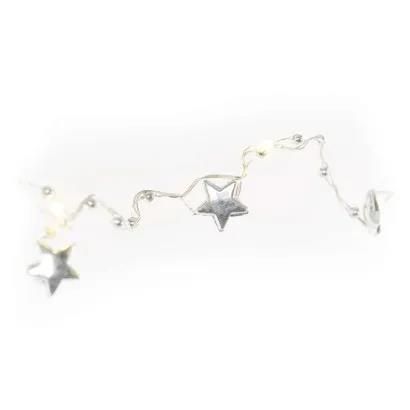 LED Christmas chain silver – stars, 1.9 m, 2x AA, indoor, warm white, timer, EMOS DCGW07 8592920111307