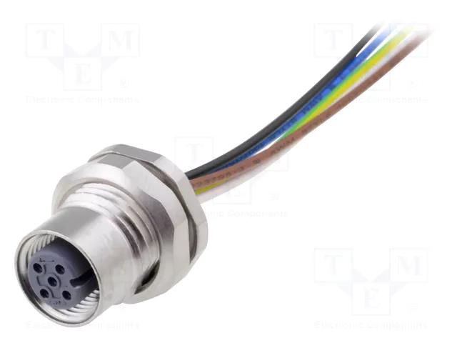Connector: M12; socket; PIN: 5; female; cables; 0.5m CONEC 43-01004