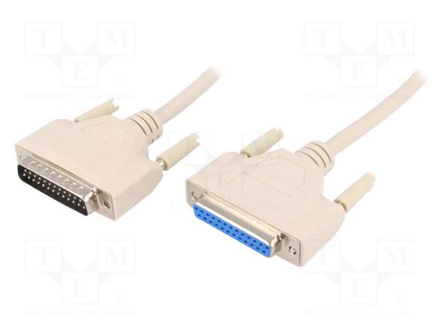 Cable; D-Sub 25pin socket,D-Sub 25pin plug; 3m; beige; Core: Cu DIGITUS AK-610201-030-E