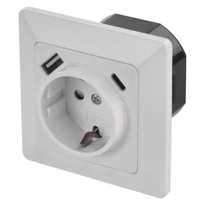 Socket with USB A+USB C, white, EMOS A6000.5