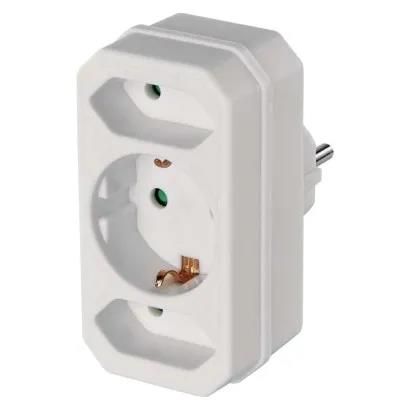 Multiple Socket SCHUKO 2× rectangular + 1× round, white, EMOS P00272 8595025390851