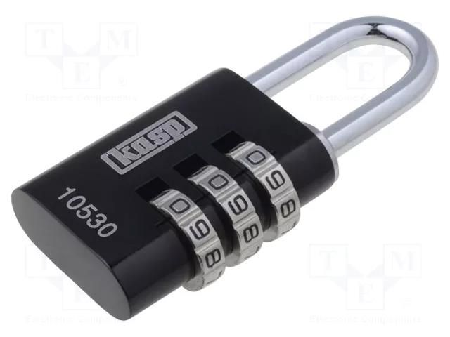 Padlock; shackle,combination code; aluminium; A: 32mm; B: 27mm KASP KA-K10530BLAD