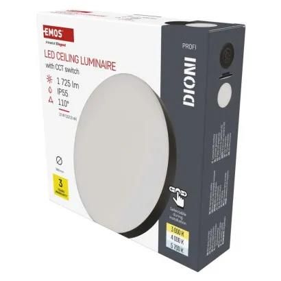 LED surface luminaire DIONI round, black, 15W, with change CCT, EMOS ZM7153 8592920133057