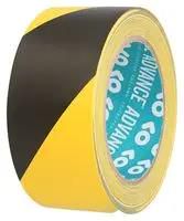 WARNING TAPE, PVC, 33M X 50MM AT8H BLACK / YELLOW 33M X 50MM