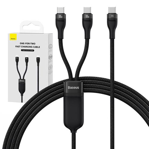 2in1 USB cable Baseus Flash Series USB-C do USB-C 100W, 1.5m (black, Baseus CASS060001