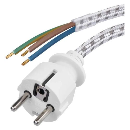 Power Cord braided textile 3× 0,75mm2, 2,4m, EMOS S00003 8595025323132