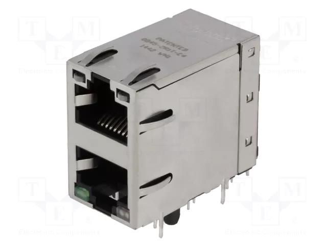 Connector: RJ45; socket; PIN: 8; shielded,double,with LED; THT BEL FUSE 0845-2R1T-E4