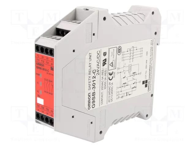 Module: safety relay; 24VAC; 24VDC; IN: 2; for DIN rail mounting OMRON G9SB-3012-C