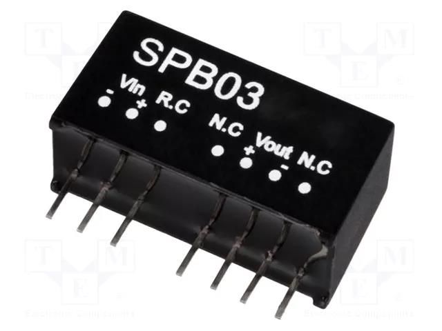 Converter: DC/DC; 3W; Uin: 18÷36VDC; Uout: 12VDC; Iout: 250mA; SIP MEAN WELL SPB03B-12