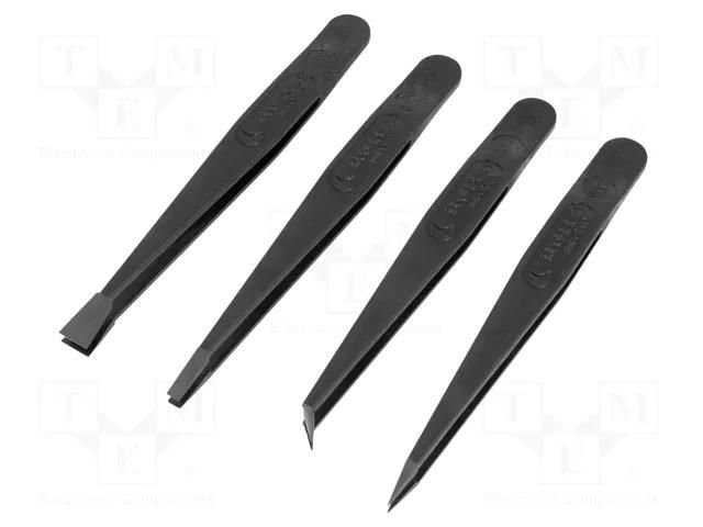 Tweezers-set; non-magnetic; ESD; Resistance to: abrasion; 4pcs. IDEAL-TEK IDL-K4PICF