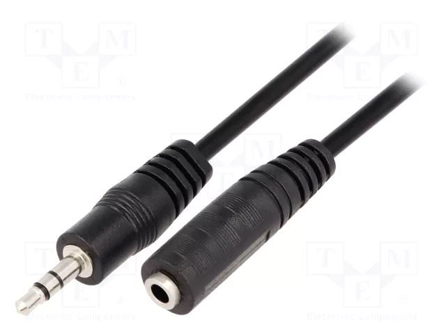 Cable; Jack 3.5mm 3pin plug,Jack 3.5mm socket; 1.8m; black; PVC VCOM CV202-018-PB