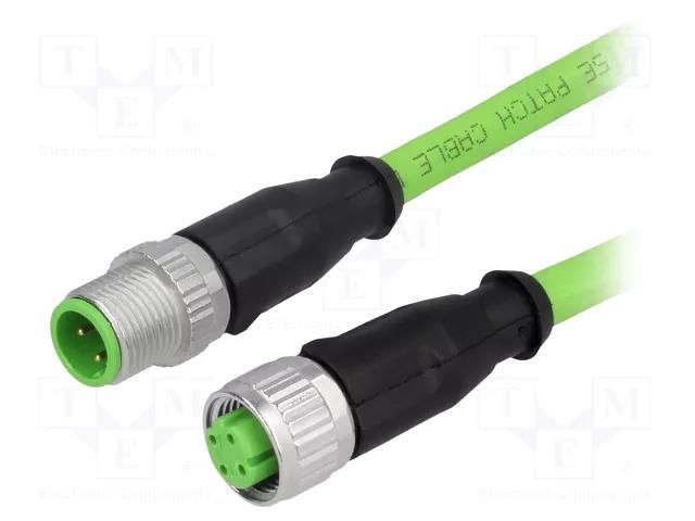 Cable: for sensors/automation; plug; PIN: 4; M12 male,M12 female HARTING 21349293477075