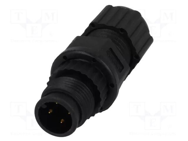 Connector: M12; plug; PIN: 4; male; 250V; straight; IP67,IP68; 4A AMPHENOL LTW 12P-04BMMA-SL8001