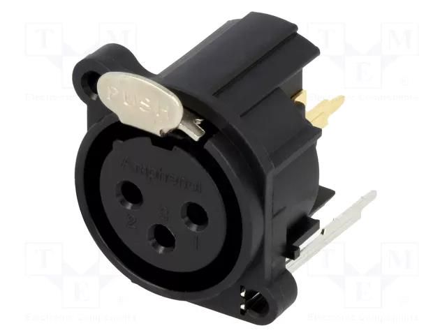 Connector: XLR; socket; female; 6A; 133V; PIN: 3; straight; THT AMPHENOL AC3FAV2-AU-PRE