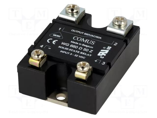 Relay: solid state; Ucntrl: 3÷32VDC; 50A; 24÷660VAC; WG660; 1-phase COMUS WG660-D50Z