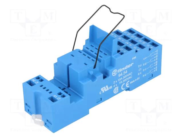 Socket; PIN: 14; 10A; 250VAC; for DIN rail mounting; spring clamps FINDER 94.54SMA