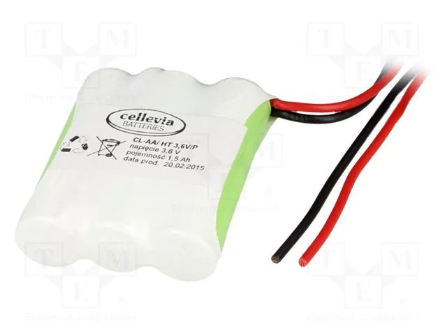 Re-battery: Ni-MH; AA; 3.6V; 1600mAh; cables; 250mm CELLEVIA BATTERIES CL-AA/HT3.6V/P