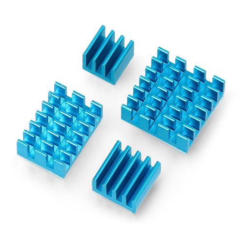 Set of heat sinks for Raspberry Pi - with heat transfer tape - blue - 4pcs. DNG-18748 5904422353018