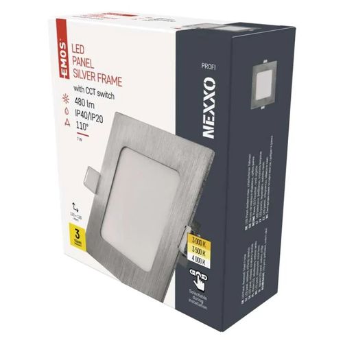 LED recessed luminaire NEXXO, square, silver, 7W, with change CCT, EMOS ZD2223 8592920109021