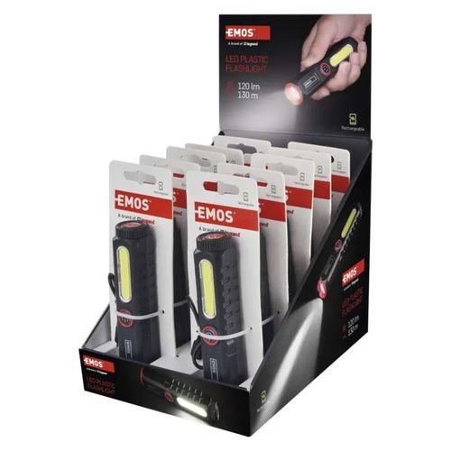 LED rechargeable plastic flashlight P4720, 120 lm, 10 PCS, display box, EMOS P4720 8592920139936