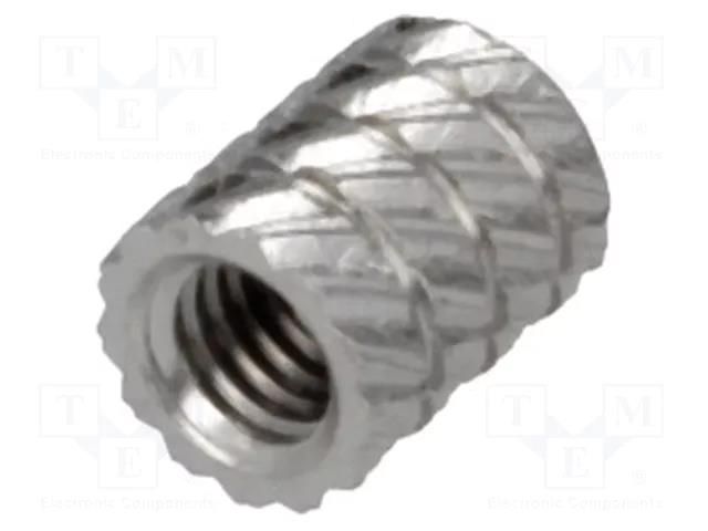 Threaded insert; brass; nickel; M3; L: 5.9mm; Øout: 4.5mm DREMEC DR11M3NI