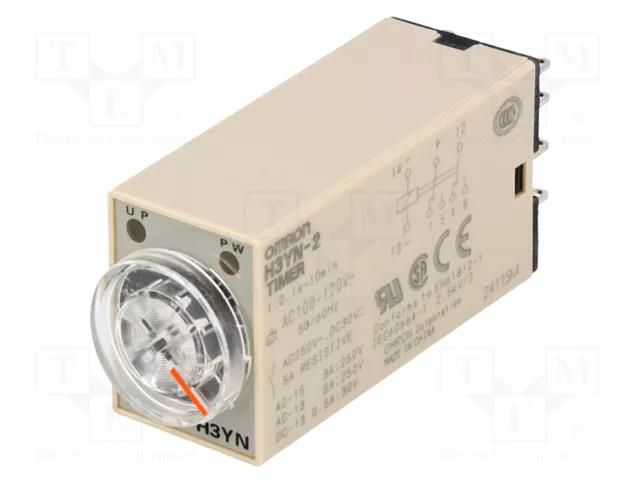 Timer; 0,1s÷10min; DPDT; 250VAC/5A; Usup: 100÷120VAC; H3YN; socket OMRON H3YN-2-100-120AC