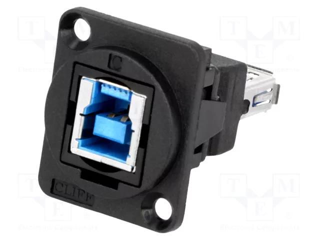 Coupler; USB A socket,USB B socket; FT; USB 3.0; plastic; 19x24mm CLIFF CP30206N