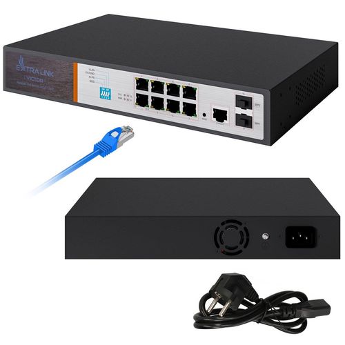 Extralink VICTOR | PoE Switch | 8x Gigabit PoE/PoE+, 2x SFP, 1x Console Port, 150W, Managed, EXTRALINK EX.8222 5902560368222