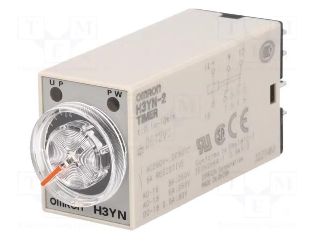 Timer; 0,1s÷10min; DPDT; 250VAC/5A; 12VDC; H3YN; socket; -10÷50°C OMRON H3YN-2-12DC