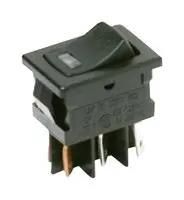 ROCKER SWITCH, DPST, 3A, 125V, BLACK DM22J12S205Q