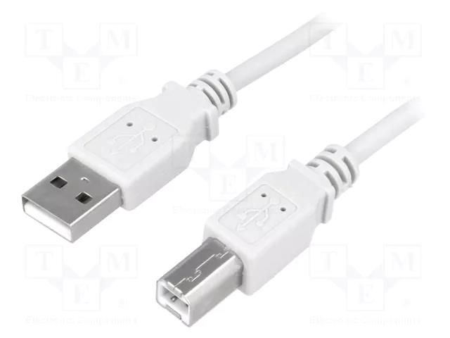 Cable; USB 2.0; USB A plug,USB B plug; nickel plated; 3m; grey LOGILINK CU0008