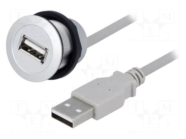 USB socket; 22mm; har-port; -25÷70°C; Ø22.3mm; IP20; silver; Len: 1m HARTING 09454521921