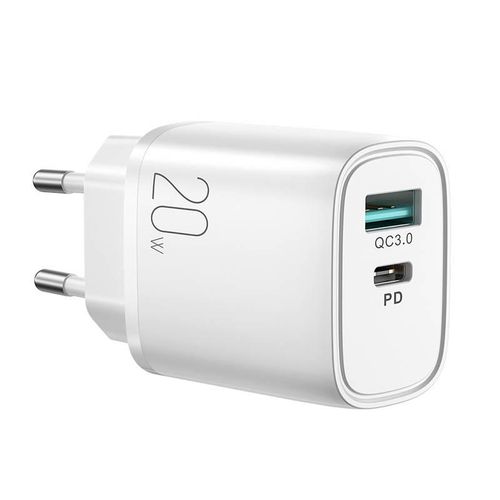 Charger 20W Dual-Port (QC3.0+PD) Joyroom L-QP2011 (white), Joyroom L-QP2011 White