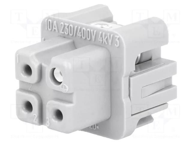 Connector: HDC; contact insert; female; 10A; 250V; Han® A; PIN: 4 HARTING 09200032711