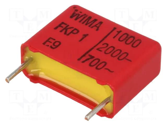 Capacitor: polypropylene; 1nF; 7x14x18mm; THT; ±5%; 15mm; -55÷100°C WIMA FKP1-1N/15/2000