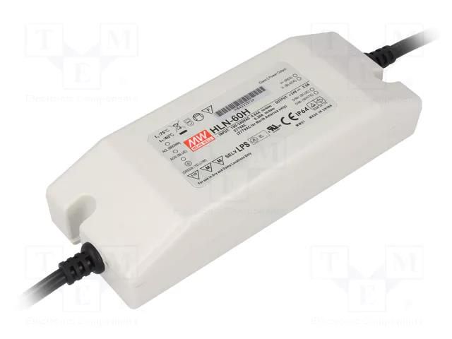 Power supply: switching; LED; 60W; 15VDC; 4A; 90÷305VAC; 127÷431VDC MEAN WELL HLN-60H-15B