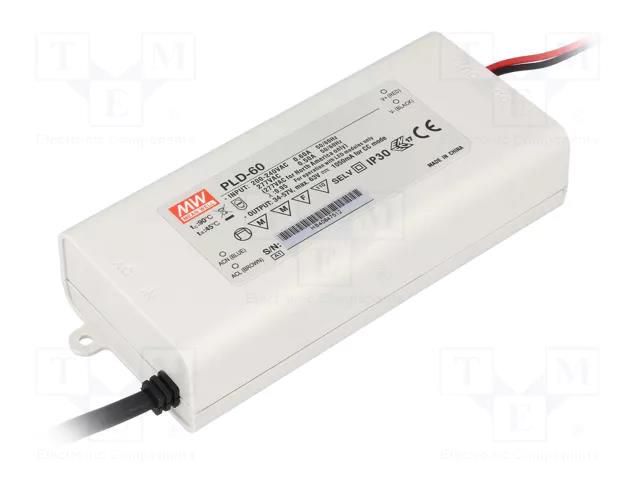 Power supply: switching; LED; 60W; 15÷25VDC; 2400mA; 180÷295VAC MEAN WELL PLD-60-2400B