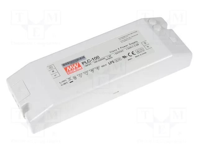 Power supply: switching; LED; 95.85W; 27VDC; 3.55A; 90÷264VAC; IP20 MEAN WELL PLC-100-27